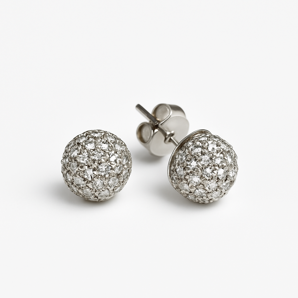 Ezüstszínű swarovski kristályos gömb ezüst fülbevaló 925%