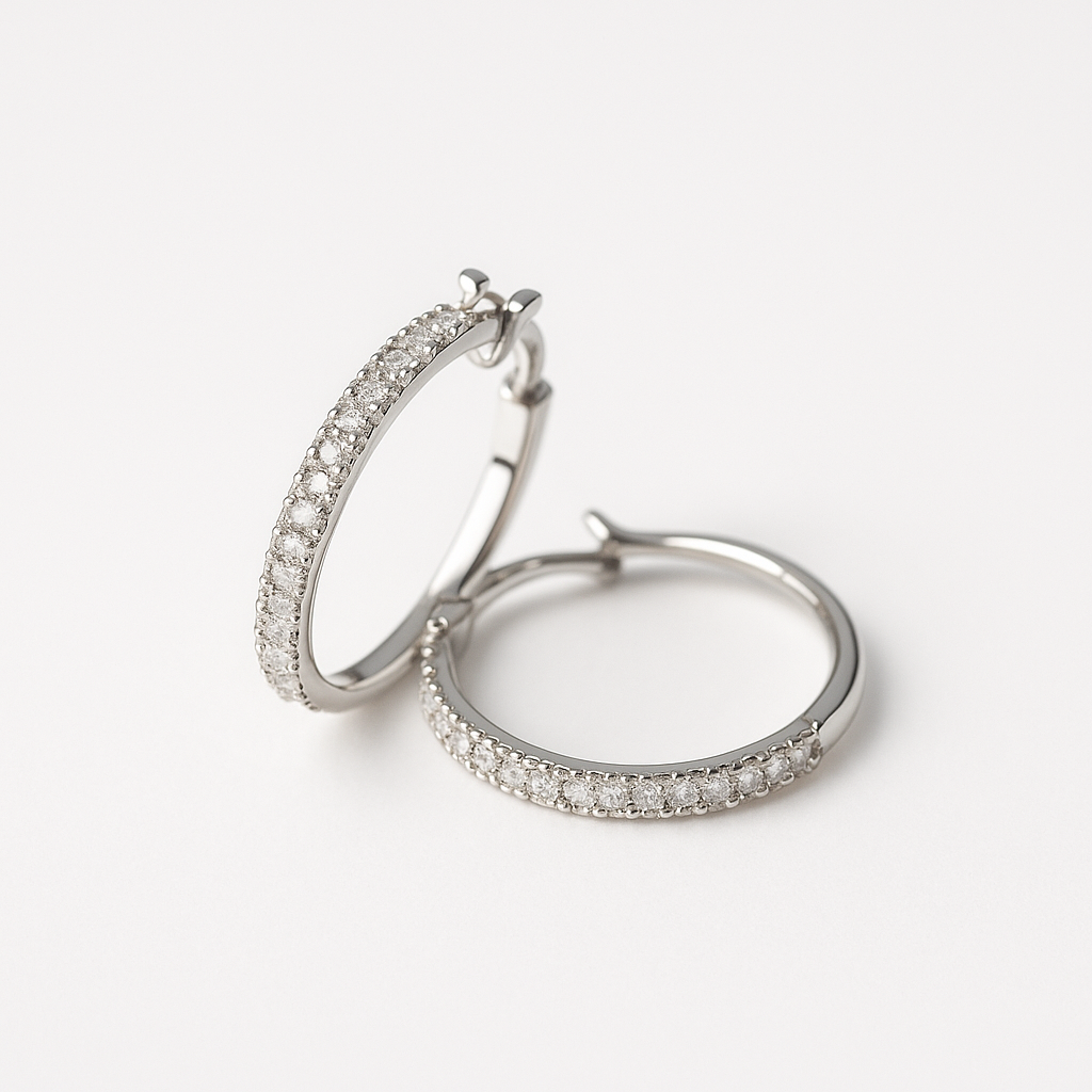 Köves ezüst karika fülbevaló 925%