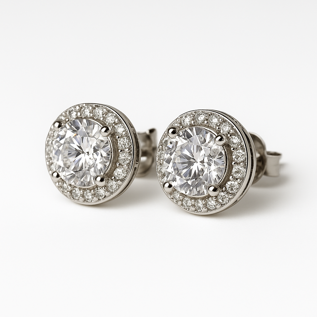 Kör alakú ezüst fülbevaló nagy központi cirkóniával 925%