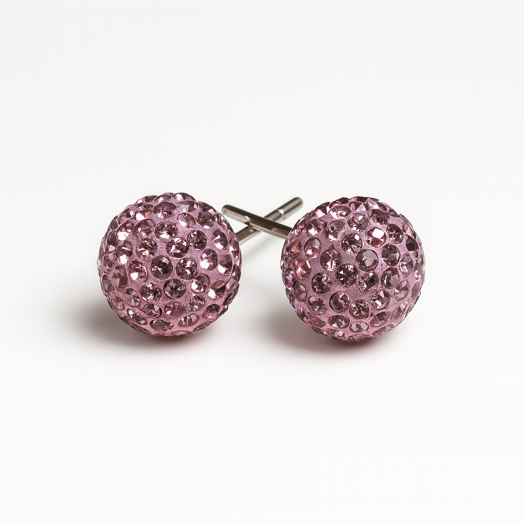 Rozé swarovski kristályos gömb ezüst fülbevaló 925%